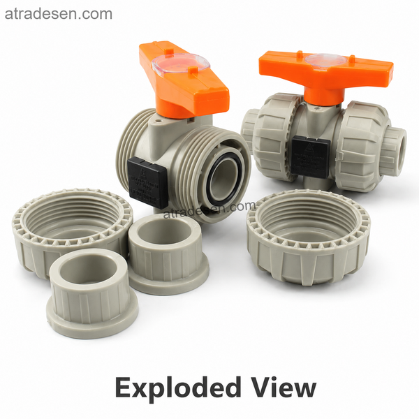 Sanking PPH True Union Ball Valve | S5 1.0MPa Hot-Melt Socket Fusion Double Union Chemical Pipe Valve (1/2