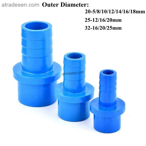 Heavy-Duty Blue PVC Pipe to Hose Barb Adapter - Spigot & Slip Socket Tubing Connector