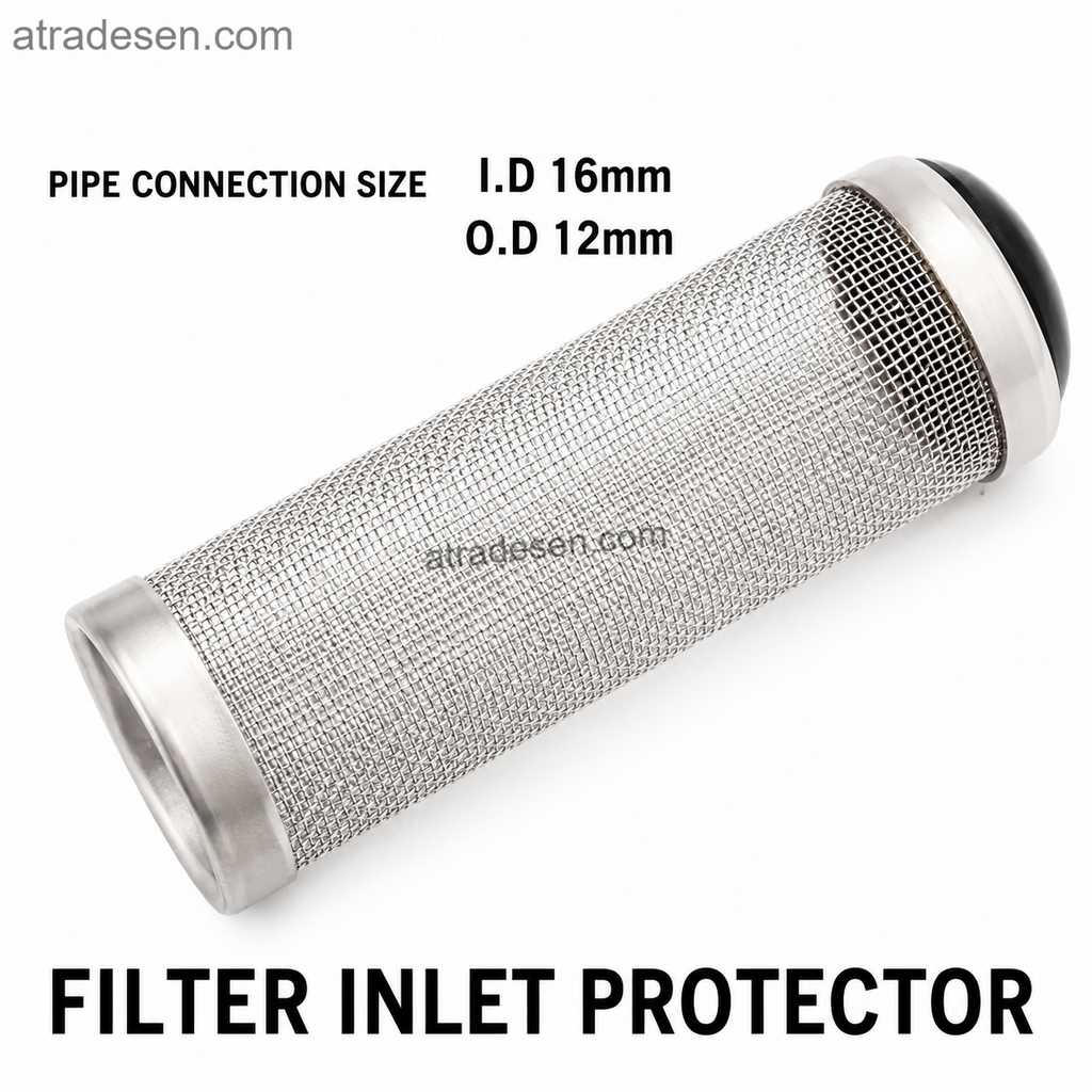 Stainless Steel Aquarium Filter Intake Guard (12/16mm) | Baby Shrimp Safe Mesh Strainer Cover | Anti-Clog Pre-Filter