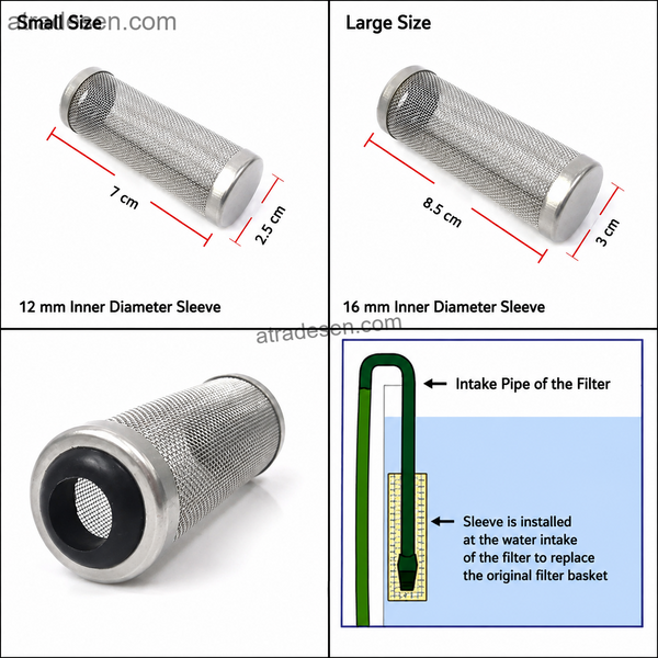Stainless Steel Aquarium Filter Intake Guard (12/16mm) | Baby Shrimp Safe Mesh Strainer Cover | Anti-Clog Pre-Filter
