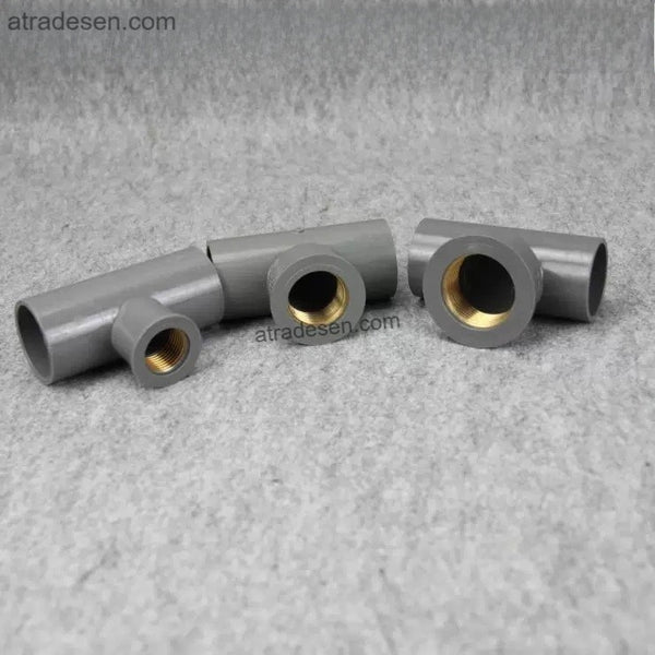 Premium Grey PVC Brass Threaded Tee (20mm-32mm) - Slip x FPT Connector for Metal Transition