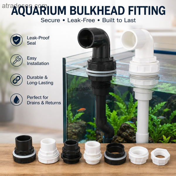 Premium UPVC Extended Aquarium Bulkhead Fitting (20-50mm) | Fully Threaded Water Tank Connector for Glass & Acrylic