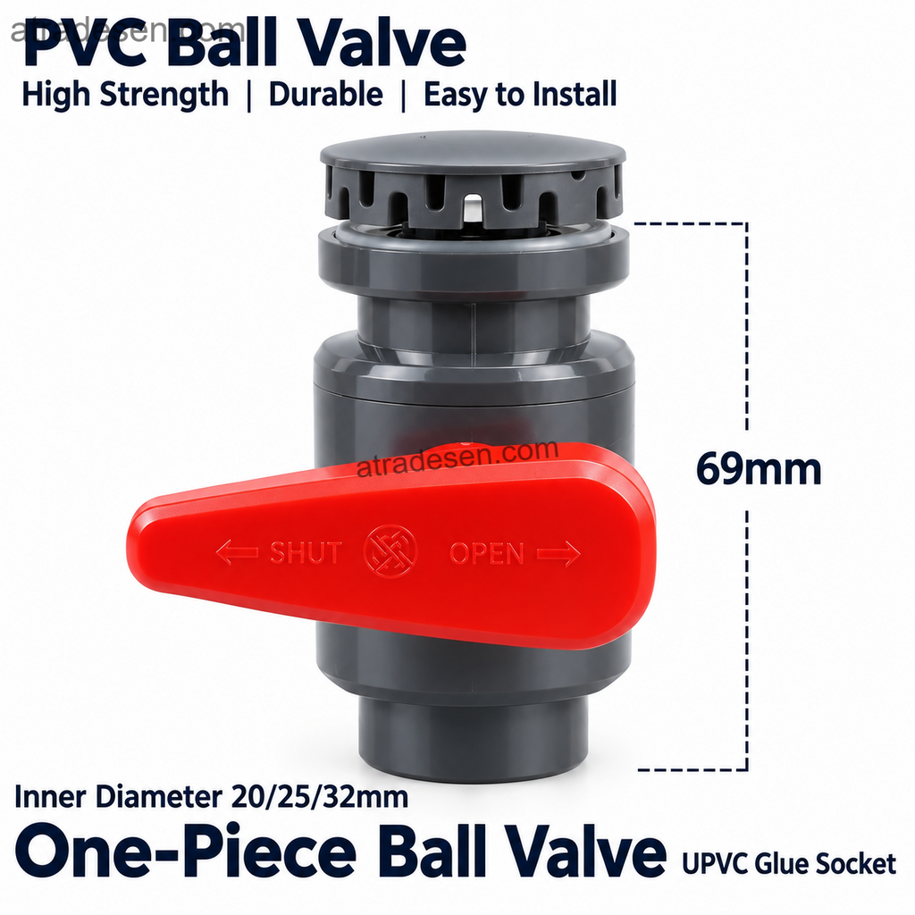 UPVC Integrated Aquarium Bottom Drain Ball Valve (20-32mm) | Atradesen