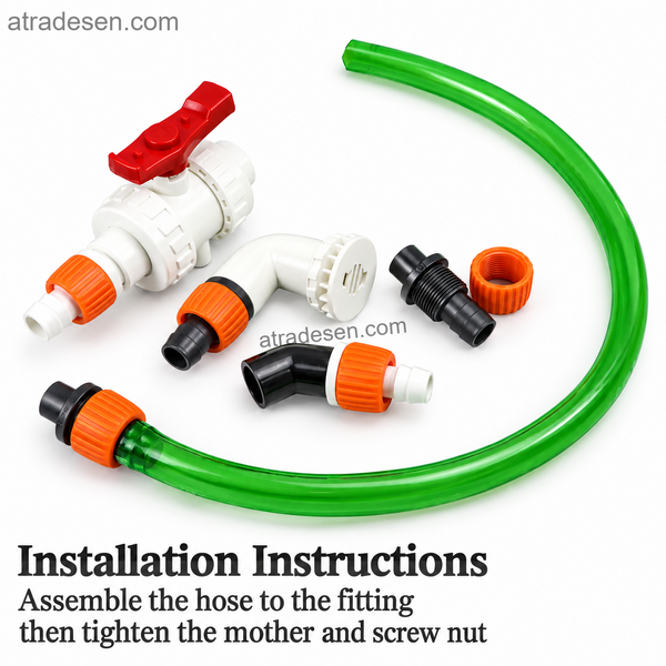 UPVC Quick-Lock Hose Barb Adapter (20-32mm) for Aquarium & Sump | Atradesen