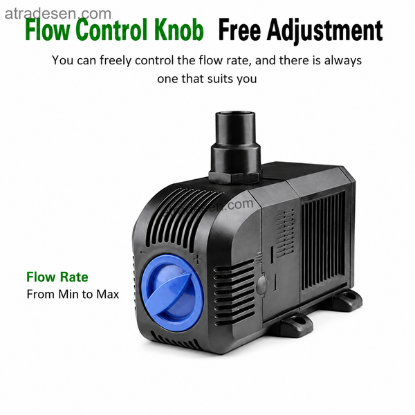 Ultra-Quiet Submersible Aquarium Water Pump (7W-45W) | Adjustable Flow Return Pump w/ Ceramic Shaft | Sump & Pond