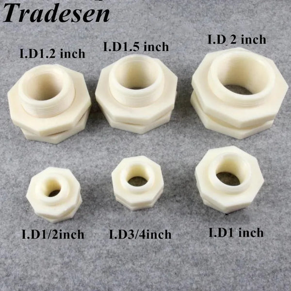 ABS Female Thread Bulkhead Pipe Connector for Aquarium Water Tanks