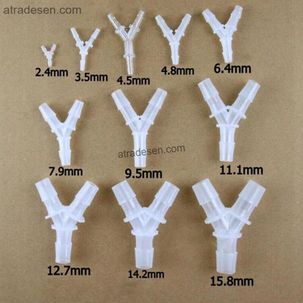 Food Grade Symmetrical Y-Splitter Barbed Connector - Plastic Hose Joiner Fitting (PP/PE/Acrylic)