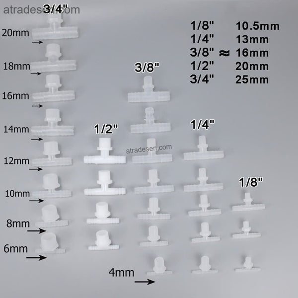 Food Grade BSP Male Thread to Barbed Tee - Plastic T-Shape Hose Splitter (PP/PE)