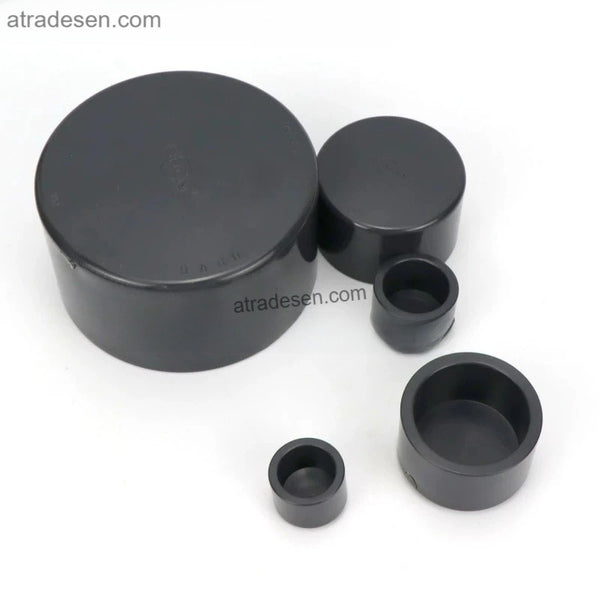 Heavy-Duty Dark Grey UPVC End Cap (75mm-160mm) - Industrial Chemical Pipe Plug