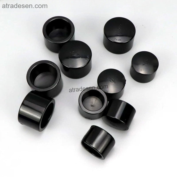 Premium Pure Black UPVC End Cap - Light-Blocking Slip Pipe Plug (20mm to 50mm ID)