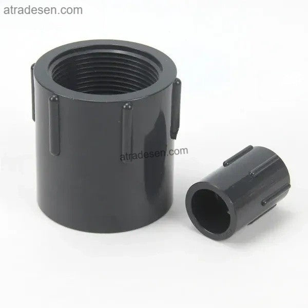 Heavy-Duty Dark Grey UPVC Female Threaded Adaptor (90mm-110mm) - Industrial Chemical Connector