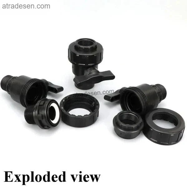 Premium Black PP Single Union Ball Valve - Heavy Duty Threaded Shut-Off Valve (180 PSI)