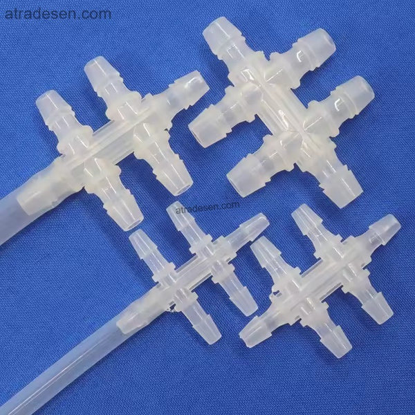 Food Grade 6-Way Star Cross Hose Splitter - Multi-Port Barbed Distributor