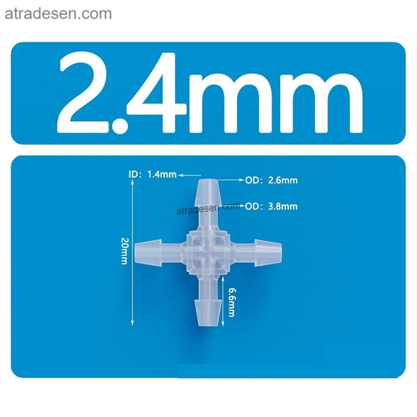 Food Grade 4-Way Cross Hose Splitter - X-Shape Plastic Barbed Connector