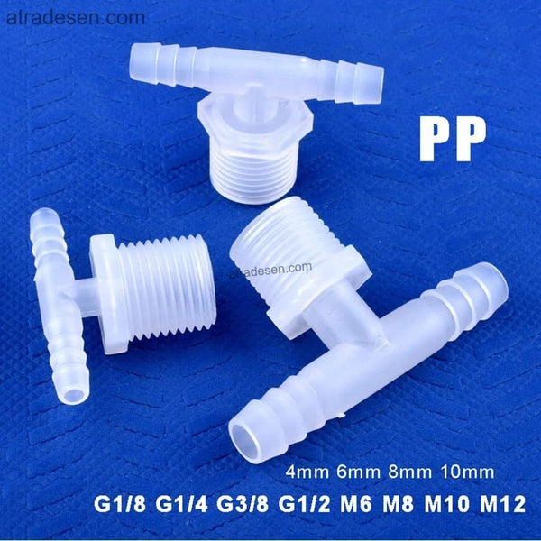 Food Grade Metric Male Thread to Barbed Tee - M-Series T-Shape Hose Splitter