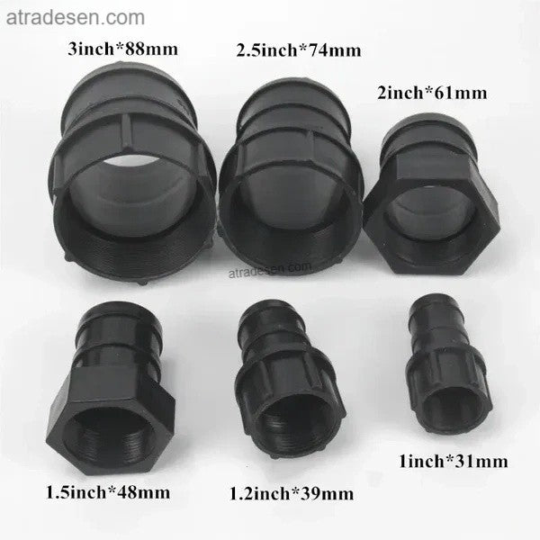 Heavy-Duty PE Female BSP Thread to Layflat Hose Adapter - Large Tubing Connector
