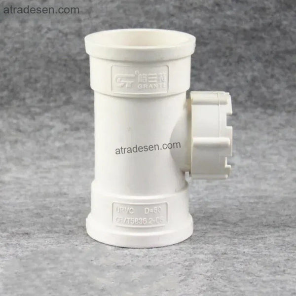 Premium White PVC Drainage Tee with Cleanout Port (50mm-110mm) - Sewer Access Fitting