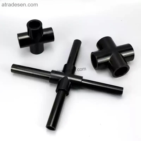 Premium Pure Black UPVC 4-Way Cross - Light-Blocking Pipe Splitter Fitting (20mm to 32mm ID)