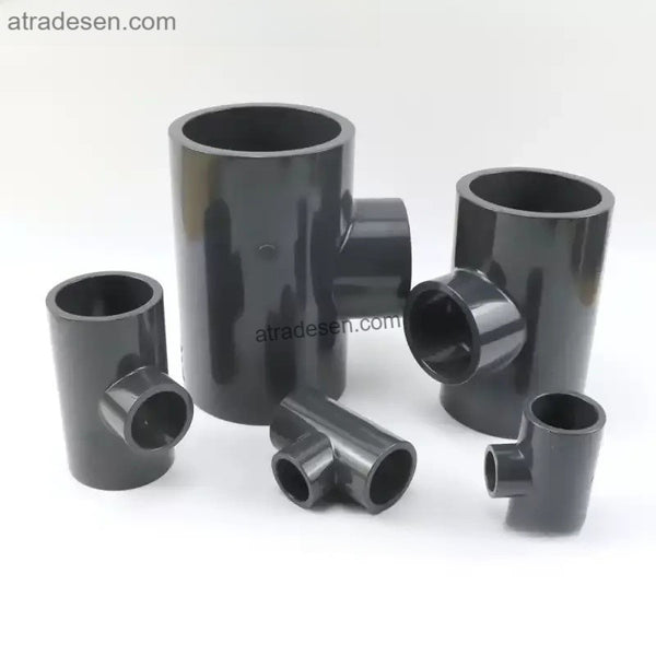 Premium Dark Grey UPVC Reducing Tee (25mm-75mm) - Chemical Grade 3-Way Pipe Fitting