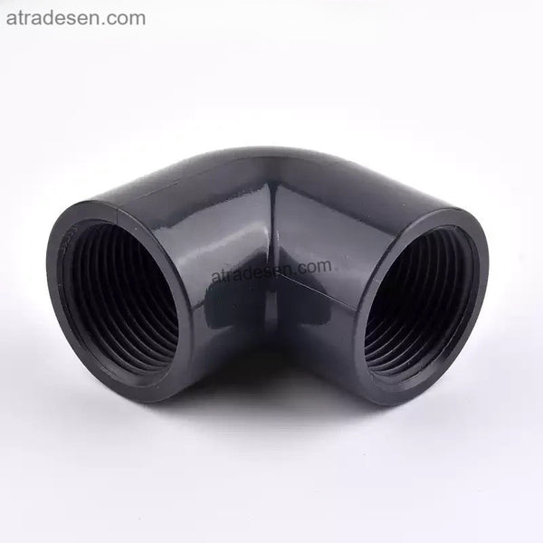 Premium Dark Grey UPVC Double Female Threaded Elbow (20mm-63mm) - 90-Degree FPT Connector