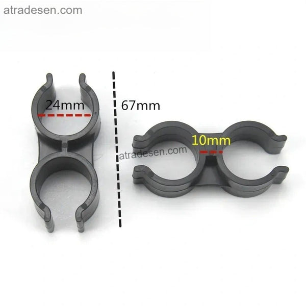 Premium UPVC H-Type Pipe Clamp - Double-U Parallel Tube Clip Bracket (Dark Grey / Beige)