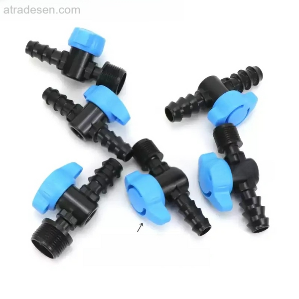 High Flow PE Round Handle Barbed Ball Valve - Inline & Male Thread Hose Switch
