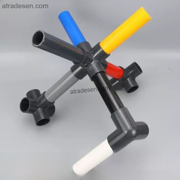 Premium Dark Grey UPVC Structural Connectors - 3-Way to 6-Way DIY Framing Joints (20mm to 50mm ID)