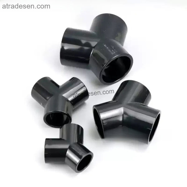 Premium Pure Black UPVC Y-Tee - Light-Blocking True Wye Pipe Splitter (20mm to 63mm ID)