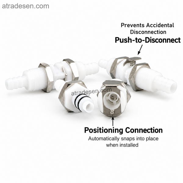 POM Quick Disconnect Shut-Off Coupling (3.2-9.5mm) Panel Mount | Atradesen
