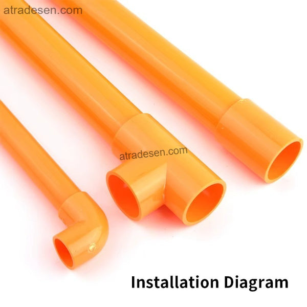 Premium Vibrant Orange PVC Plumbing Fittings (20-50mm) | Color-Coded Aquarium Reef Tank Manifold | Metric Slip Joints